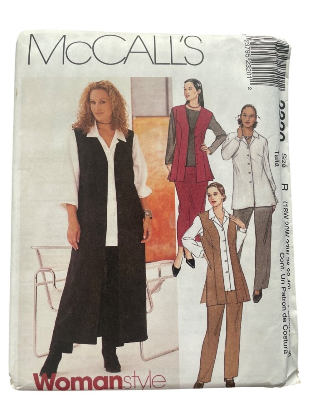 Vintage 90s McCalls 2320 Sewing Pattern Size 18W-22W Vest Shirt Pants Skirt CUT
